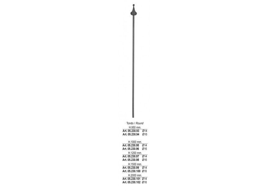 05.230.97~~RONDE SPIJL H 1200MM o14 MM