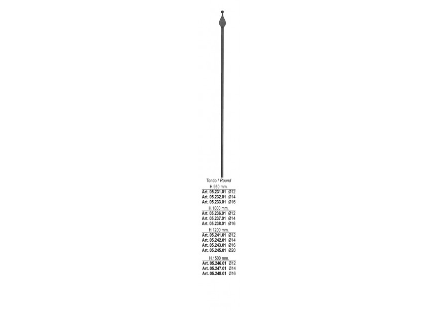 05.238.01~~RONDE SPIJL H 1000MM o 16MM