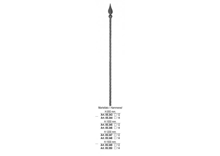 BARREAU MARTELE H 1200MM # 12MM