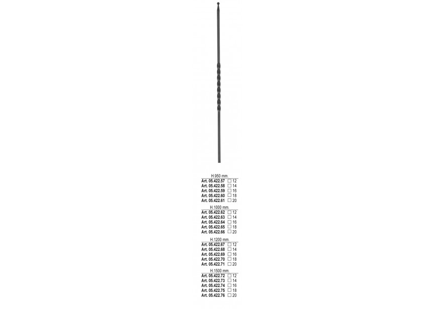 05.422.67~~SPIJL H 1200MM # 12MM