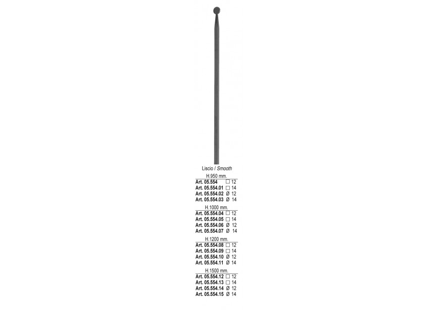 05.554.10~~SPIJL H 1200MM o 12MM