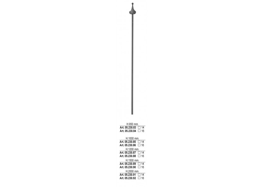 05.230.89~~SPIJL H 1500MM # 14MM