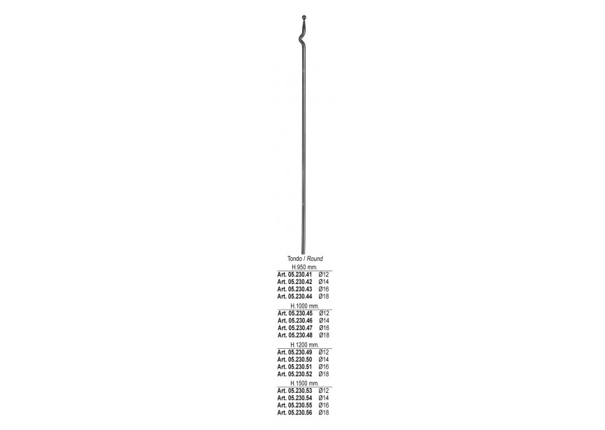 05.230.47~~RONDE SPIJL H 1000MM o 16 MM