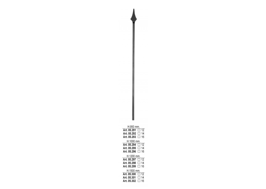 05.300~~SPIJL H 1500MM # 12MM