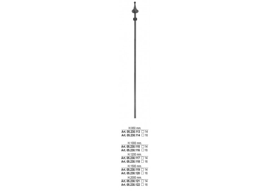 05.230.117~~SPIJL H 1200MM # 14 MM