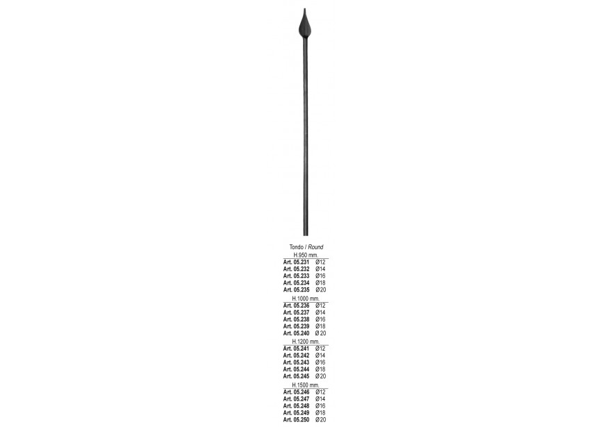 BARREAU ROND H 950MM o 12MM