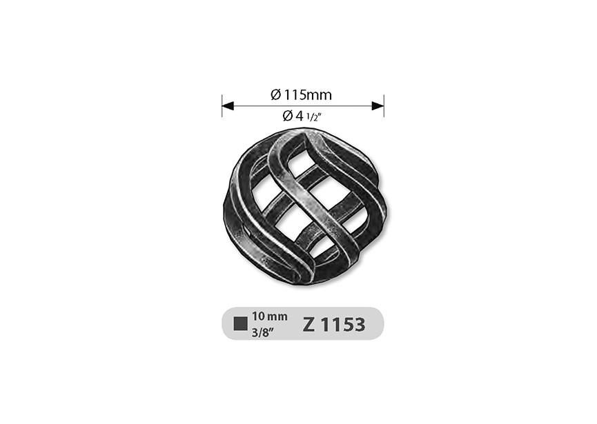 Z1153~~RONDE GESMEDE TORS 115MM.