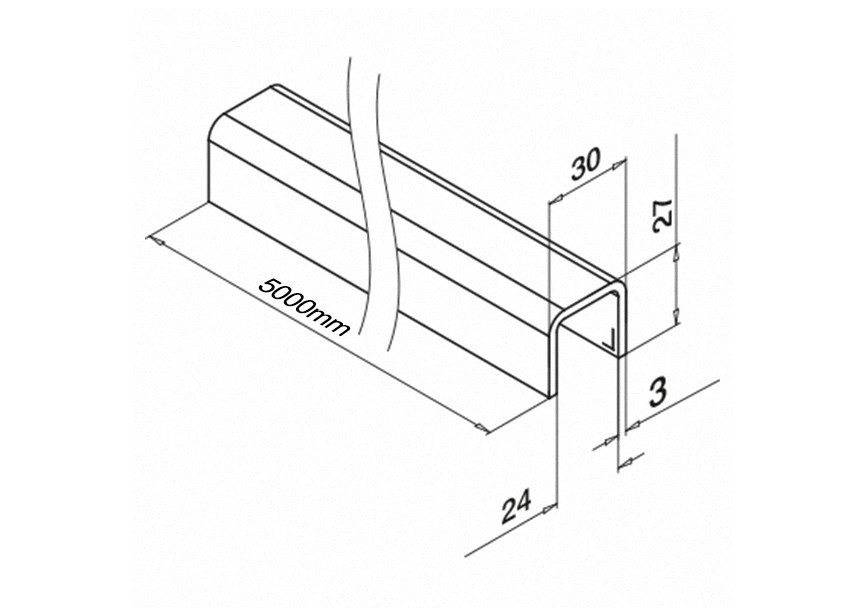 Profil en U 30x27x3mm, U=24x24, L = 5000mm