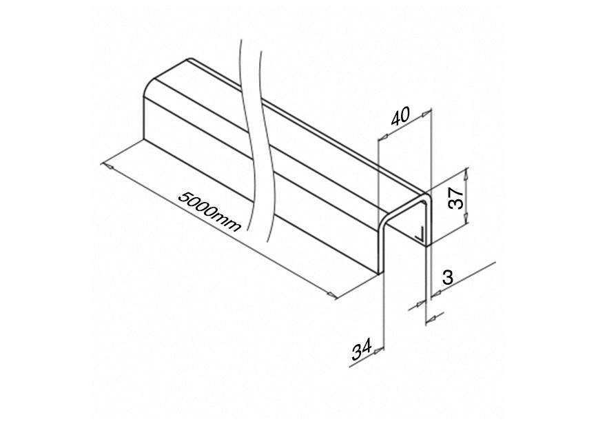 Profil en U 40x37x3mm, U=34x34, L = 5000mm