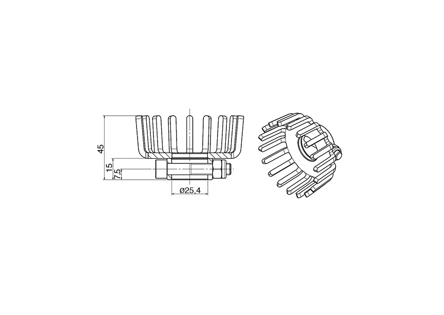 Z15 M4~~Motorkoppeling voor KitMotoG, 15 tanden