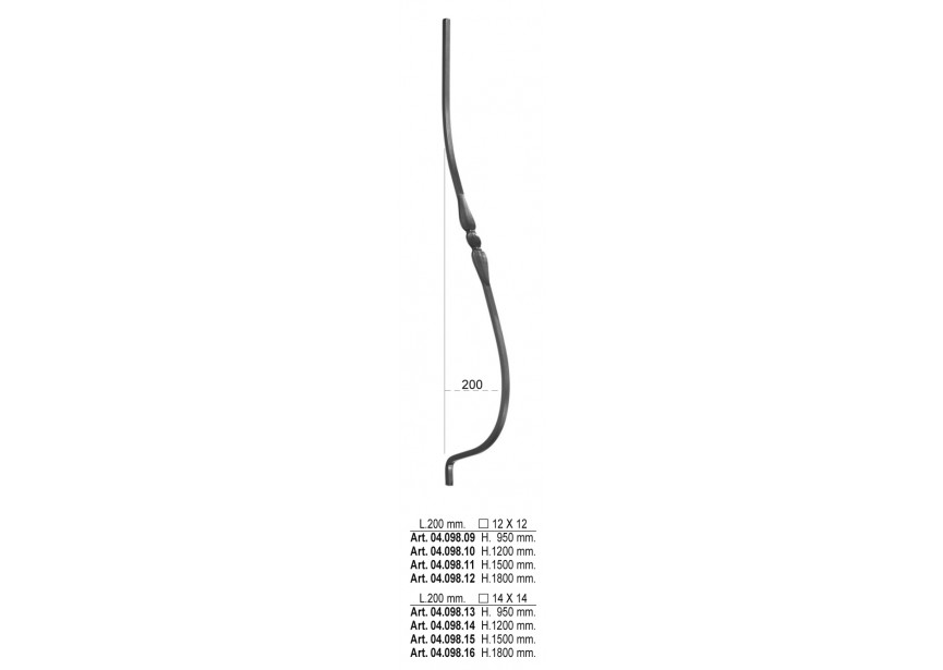 BARREAU GALBE 200X1500MM # 14 MM