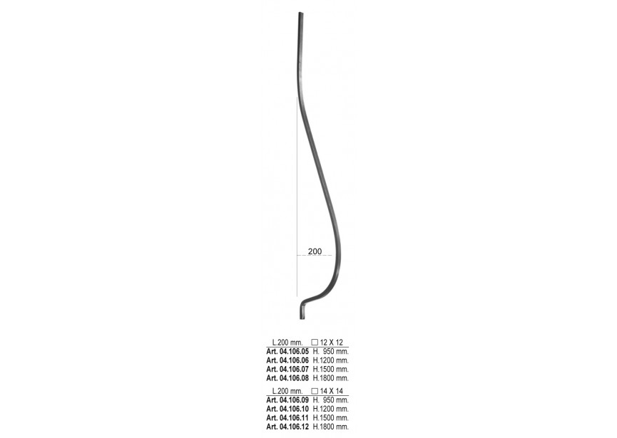 04.106.12~~BUIKSPIJL 200X1800MM # 14 MM