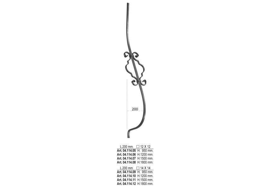 BARREAU GALBE 200X1800MM # 14 MM