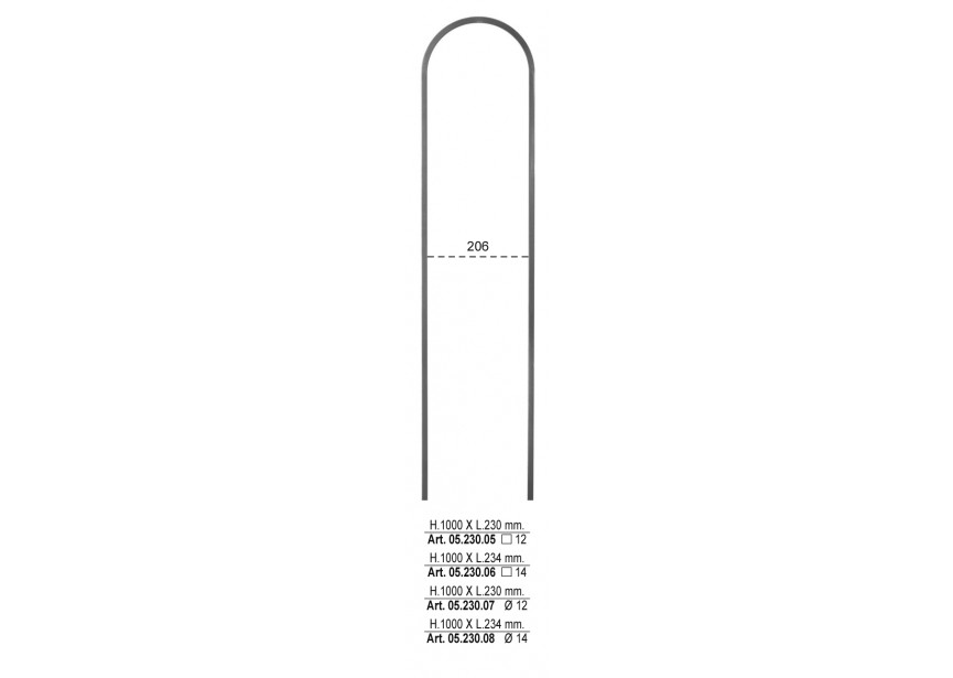 05.230.05~~SPIJL 1000X230MM # 12 MM