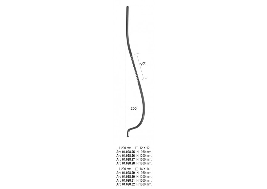 04.098.27~~BUIKSPIJL 200X1500MM # 12 MM