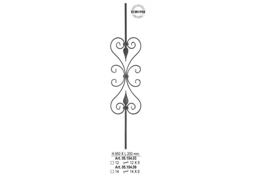 BARREAU 950X200MM 12X6MM