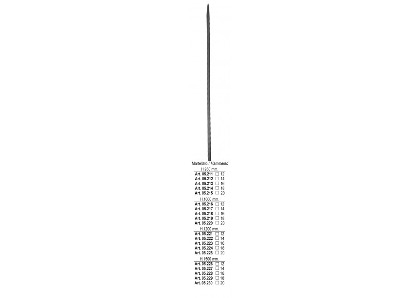 05.217~~GEHAMERDE SPIJL H 1000MM # 14 MM