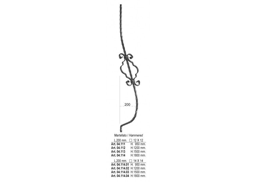 04.111~~GEHAMERDE BUIKSPIJL 200X950MM # 12 MM