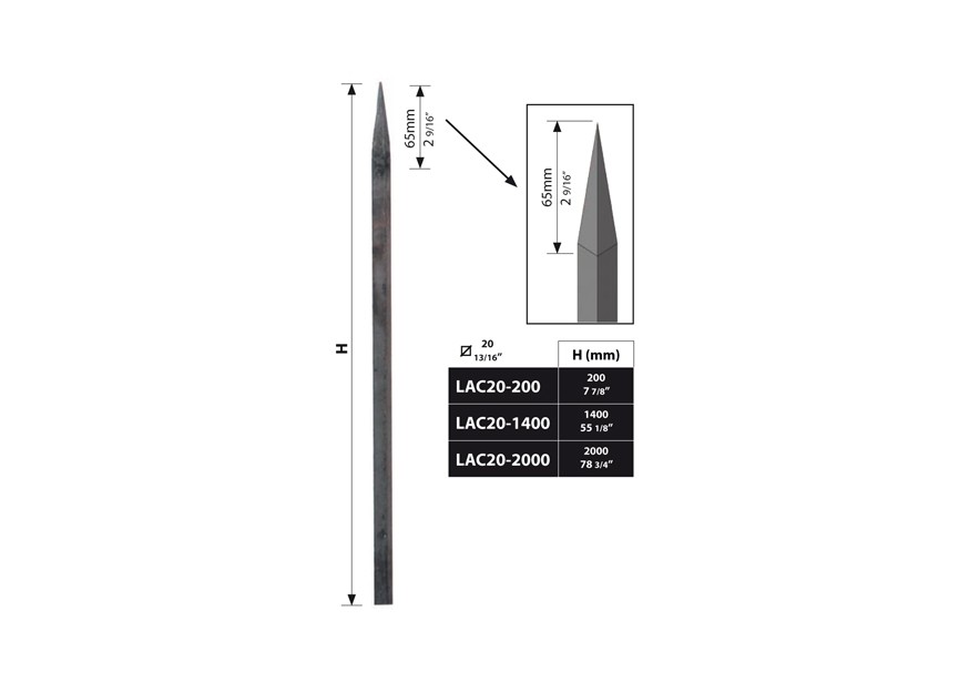 LAC20-200~~GESMEDE VIERKANTE BALUSTER VR HEKWERK