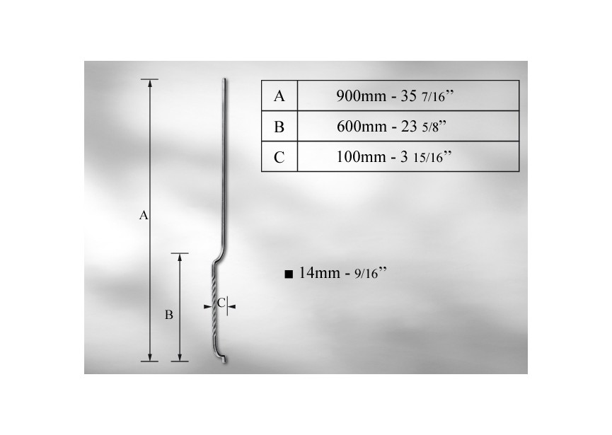 BARREAU GALBE  # 14MM - LONGUEUR 900MM