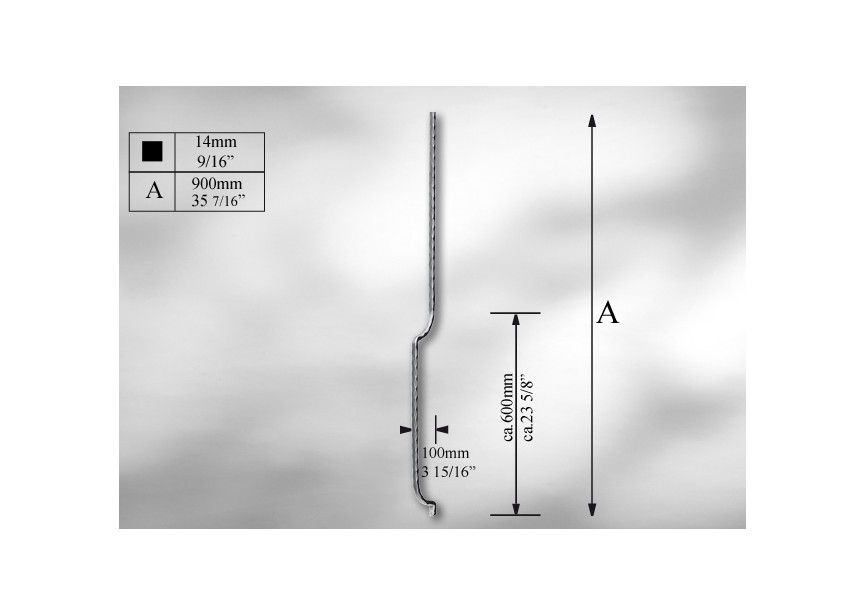 BARREAU GALBE # 14 MM - LONGUEUR 900MM