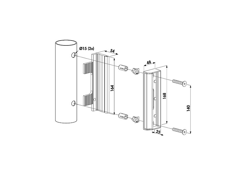 P00012524-7016 - Gâche réglable en acier inoxydable pour profils ronds-antracite