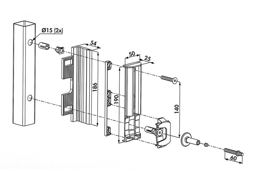 SHRLQF2K-9005~~P00011113-9005 - Veiligheidsslotvanger draaipoort rond 40mm-zwart