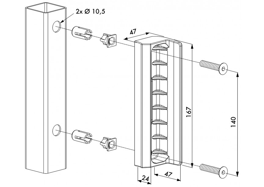 P00011063-6005 - Gâche polyamide pour portillon de jardin pour profils carrés-vert