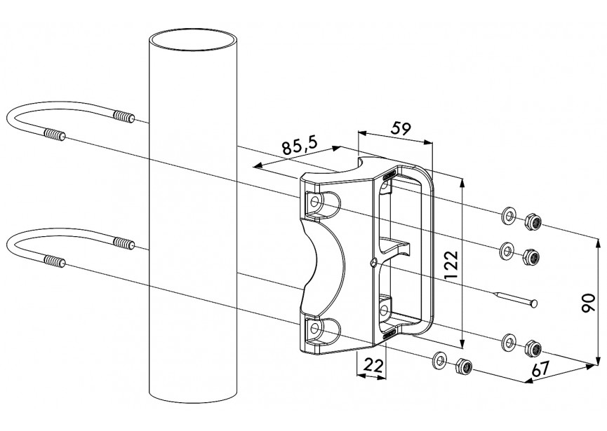 P00007143-6005 - Gâche polyamide pour portillon de jardin pour profils ronds-vert