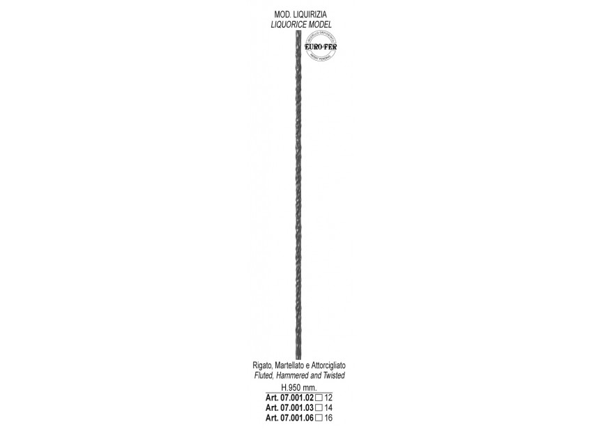 07.001.02~~SPIJL 950MM #16mm