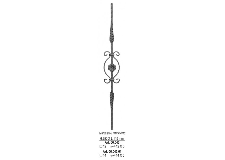 06.043~~SPIJL 950x115MM 12x6MM