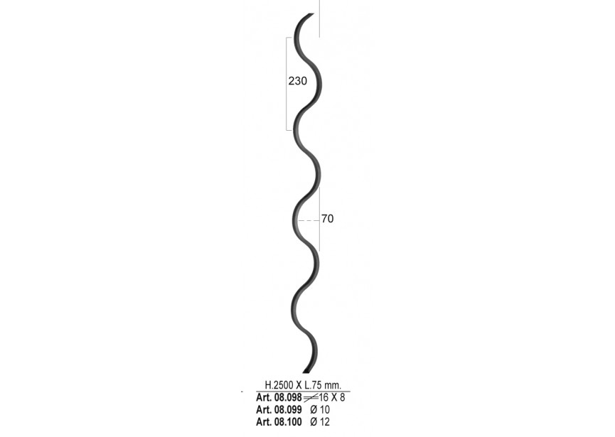 BARREAU 2500x75mm 16x8