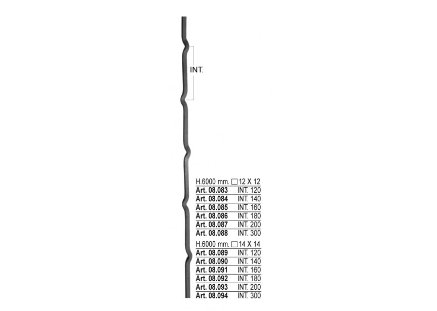 BARREAU 6000mm 12x12mm int.200