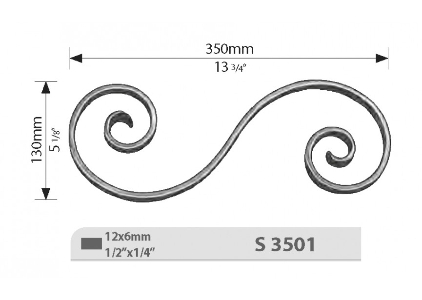 S3501~~KRUL 130X350MM - 12X6MM.