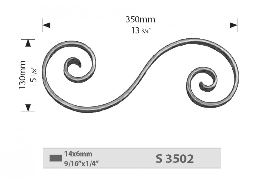 VOLUTE 130X350 - 14X6MM.