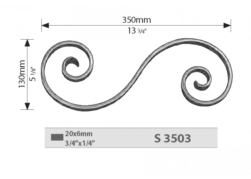 S3503~~KRUL 130X350MM - 20X6MM.