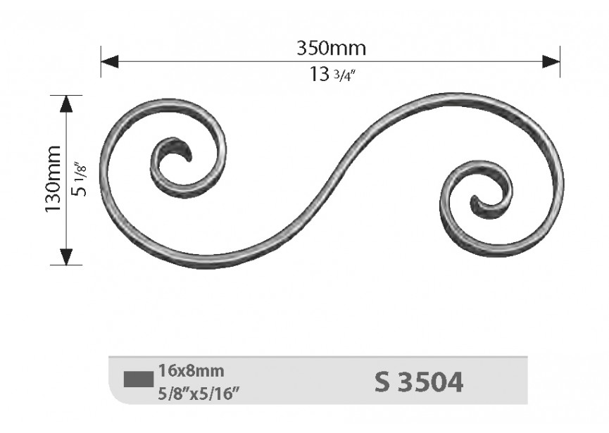 S3504~~KRUL 130X350MM - 16X8MM.