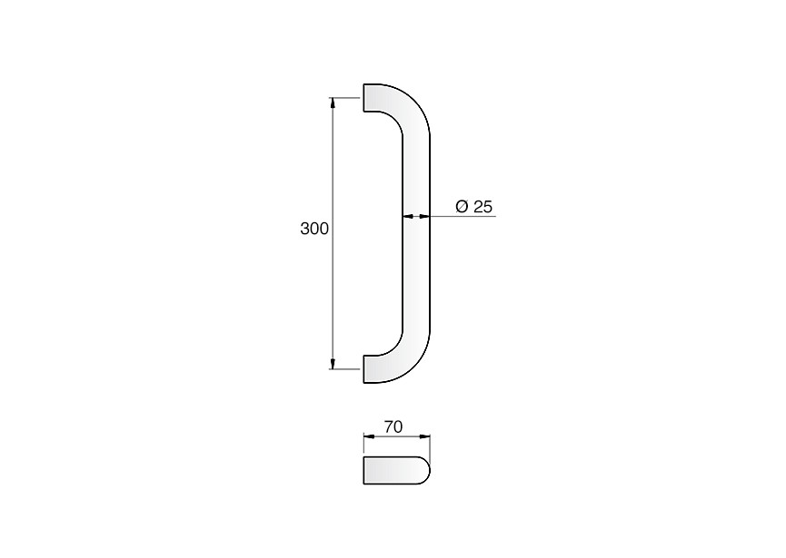 Barre de tirage Hext D25 I300 H70