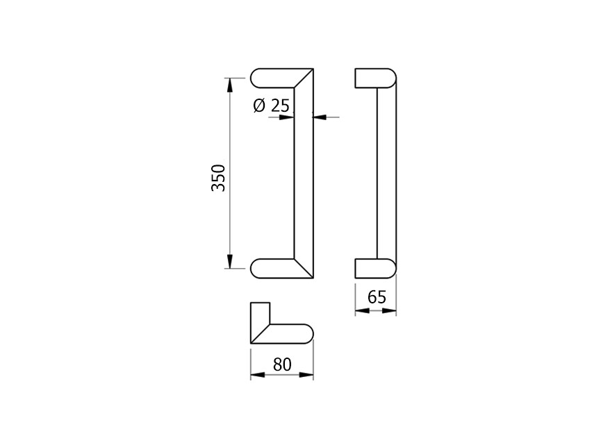 5-2046-010~~Deurgreep Hext D25 I350 H65 B80