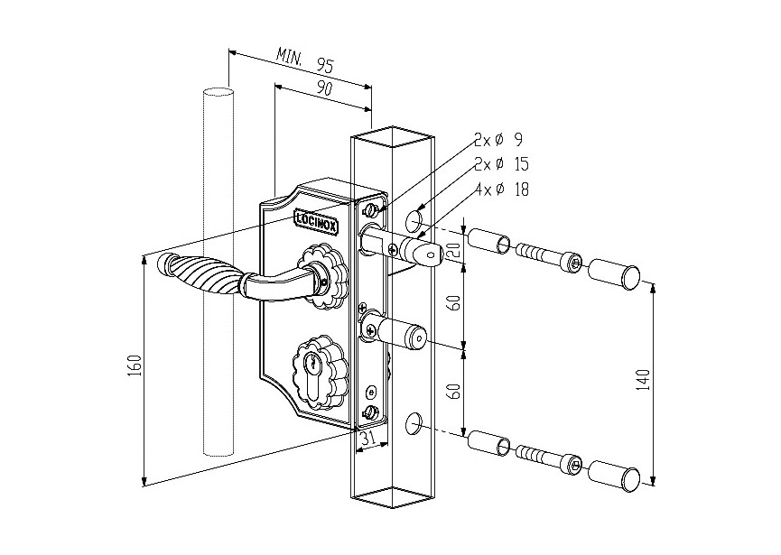 Style fer forge PLT LAPQ1010 H2L 9010 10-30mm