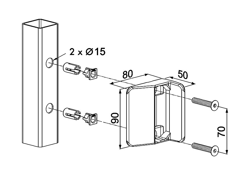 P00006904 - Gâche pour twist40 pour profils carrés 40mm