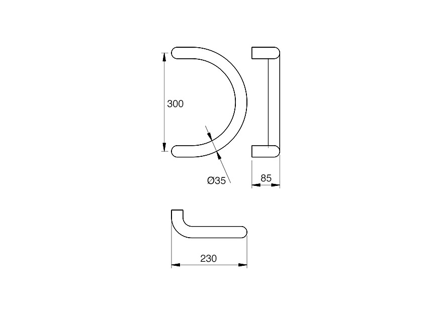 2-6183-010~~Deurgreep Hext D35 I300 H85 B230