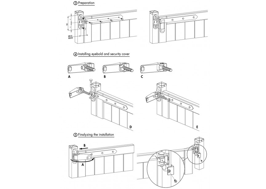 4DW-500-A2~~P00006985 - Prijs per set van 2-vandalismebestendig 4d-scharnier houten poort