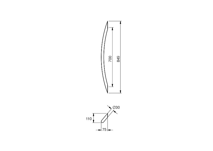 Barre de tirage Hext D30 I700 L849 H75 B110