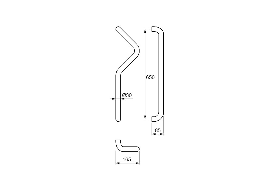 3-0166-009 SX~~Deurgreep Hext D30 I650 H85 B165