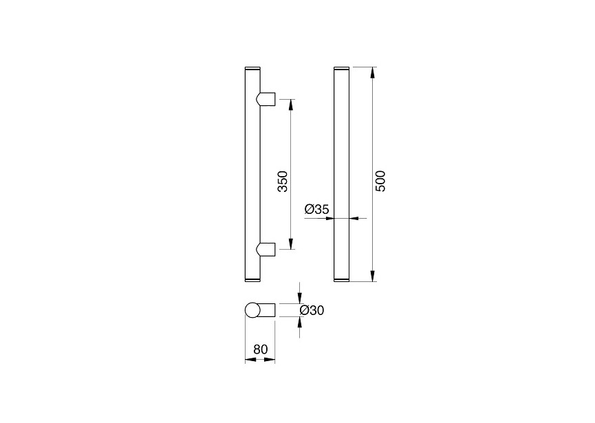 4-0082-009~~Deurgreep Hext D35 I350 L500 H80 Dc30