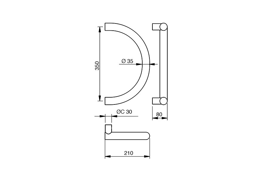 4-3085-010~~Deurgreep Hext D35 I350 H80 B210 Dc30