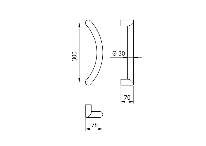 5-4062-010~~Deurgreep Hext D30 I300 H70 B78