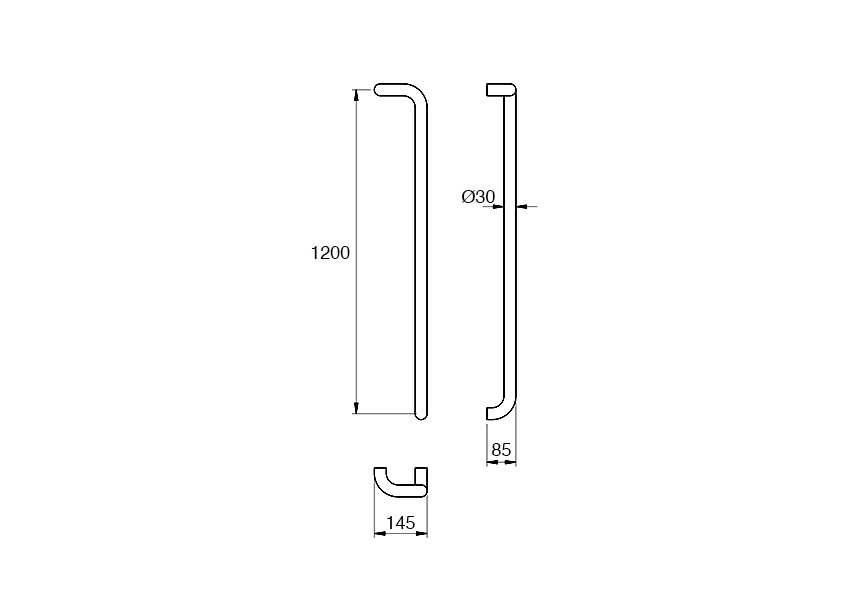 2-8166-009 DX~~Deurgreep Hext D30 I1200 H85 B145