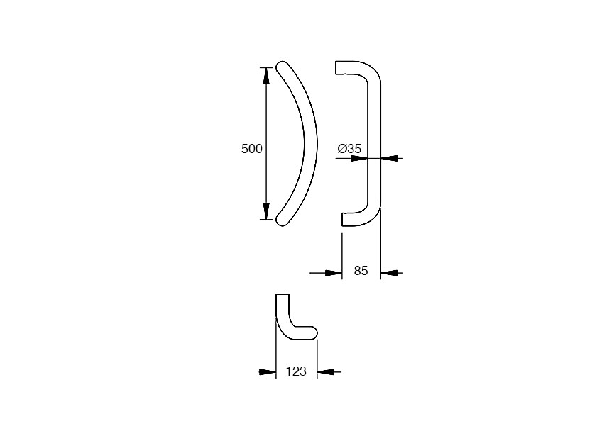 Barre de tirage Hext D35 I500 H85 B123